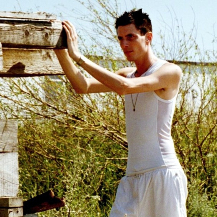 Me, that is leaning against stacked wood in a sunny spot.