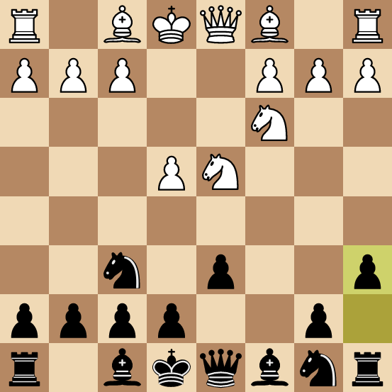 The Sicilian defense chess opening: Black fight for center control.