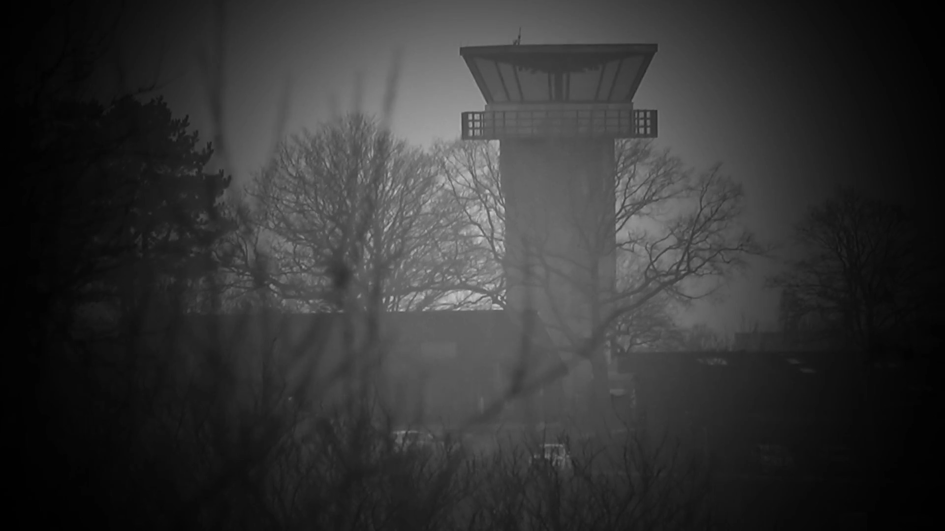 Picture of the flight control tower at Flyvestation Værløse. Effects has been applied to give it a cold war theme.