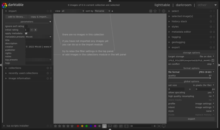 darktable export darktable export